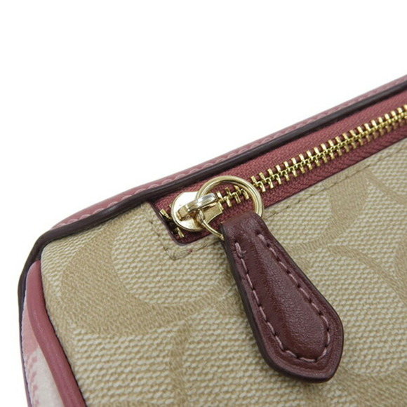 COACH Signature Gingham Check Handbag F76630 Beige: Pink - Picture 6 of 8
